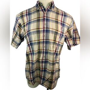 Van Heusen Men's Multicolor Short Sleeve Plaid Shirt Medium 15-15 1/2